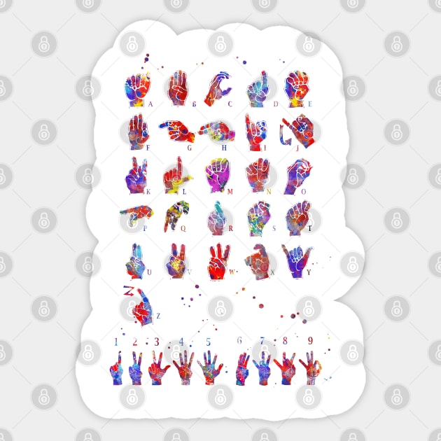 ASL sign language alphabet, Sticker by RosaliArt